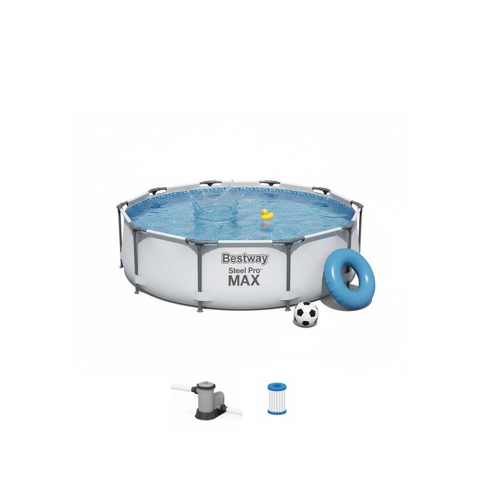 Bestway 56408 | Size 10.0 x 10.0 x 2.50 Ft | Steel Pro MAX Round Metal Frame Portable Ready-Made Swimming Pool