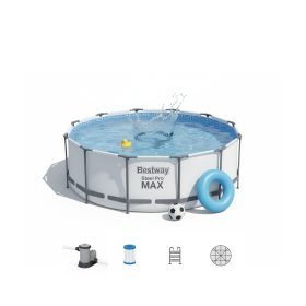 Bestway 5612X | Size 14.0 x 14.0 x 4.00 Ft | Steel Pro MAX Round Metal Frame Portable Ready-Made Swimming Pool