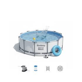 Bestway 5618W | Size 13.0 x 13.0 x 4.00 Ft | Steel Pro MAX Round Metal Frame Portable Ready-Made Swimming Pool