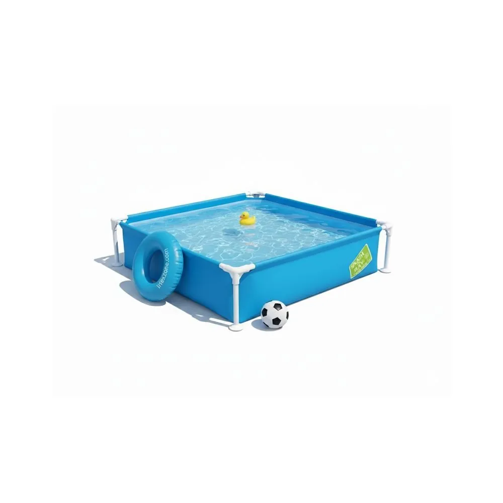 Bestway 56217 | Size 6.4 x 4.9 x 1.00 Ft | Rectangular Metal Frame Portable Ready-Made Swimming Pool