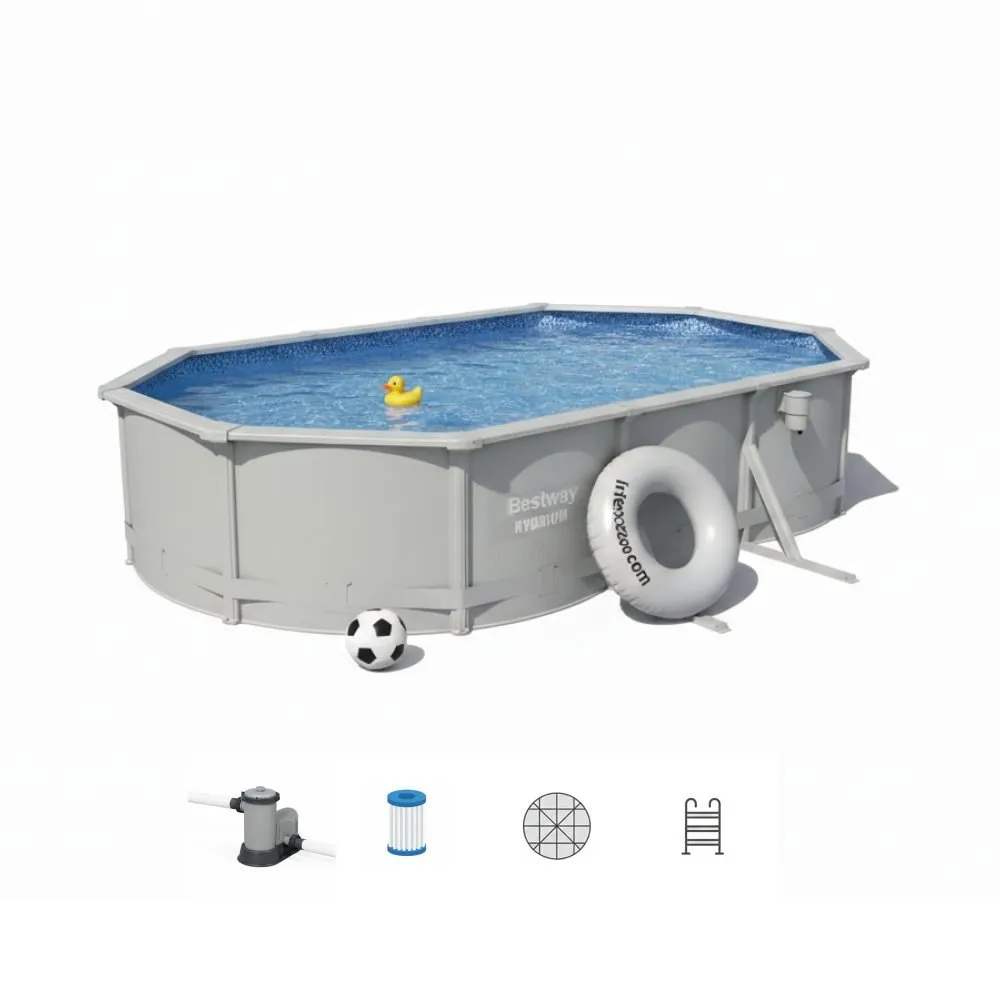 Bestway 56369 | Size 20.11 x 11.8 x 4.00 Ft | Hydrium Steel Oval Metal Frame Portable Ready-Made Swimming Pool