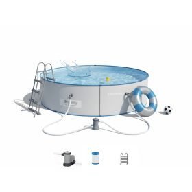 Bestway 56386W | Size 15.09 x 15.09 x 2.09 Ft | Hydrium Steel Round Metal Frame Portable Ready-Made Swimming Pool
