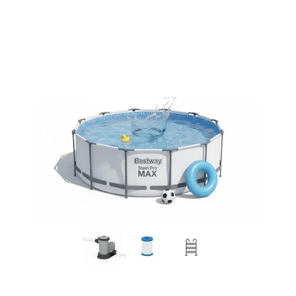 Bestway 56418 | Size 12.0 x 12.0 x 3.30 Ft | Steel Pro MAX Round Metal Frame Portable Ready-Made Swimming Pool