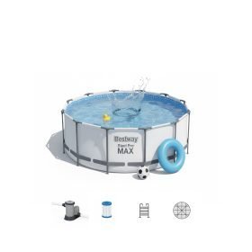 Bestway 56420 | Size 12.0 x 12.0 x 4.00 Ft | Steel Pro MAX Round Metal Frame Portable Ready-Made Swimming Pool