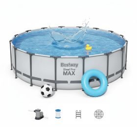Bestway 56462 | Size 17.8 x 17.8 x 4.00 Ft | Steel Pro MAX Round Metal Frame Portable Ready-Made Swimming Pool