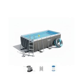 Bestway 56721 | Size 13.0 x 6.11 x 3.50 Ft | Power Steel Rectangular Metal Frame Portable Ready-Made Swimming Pool