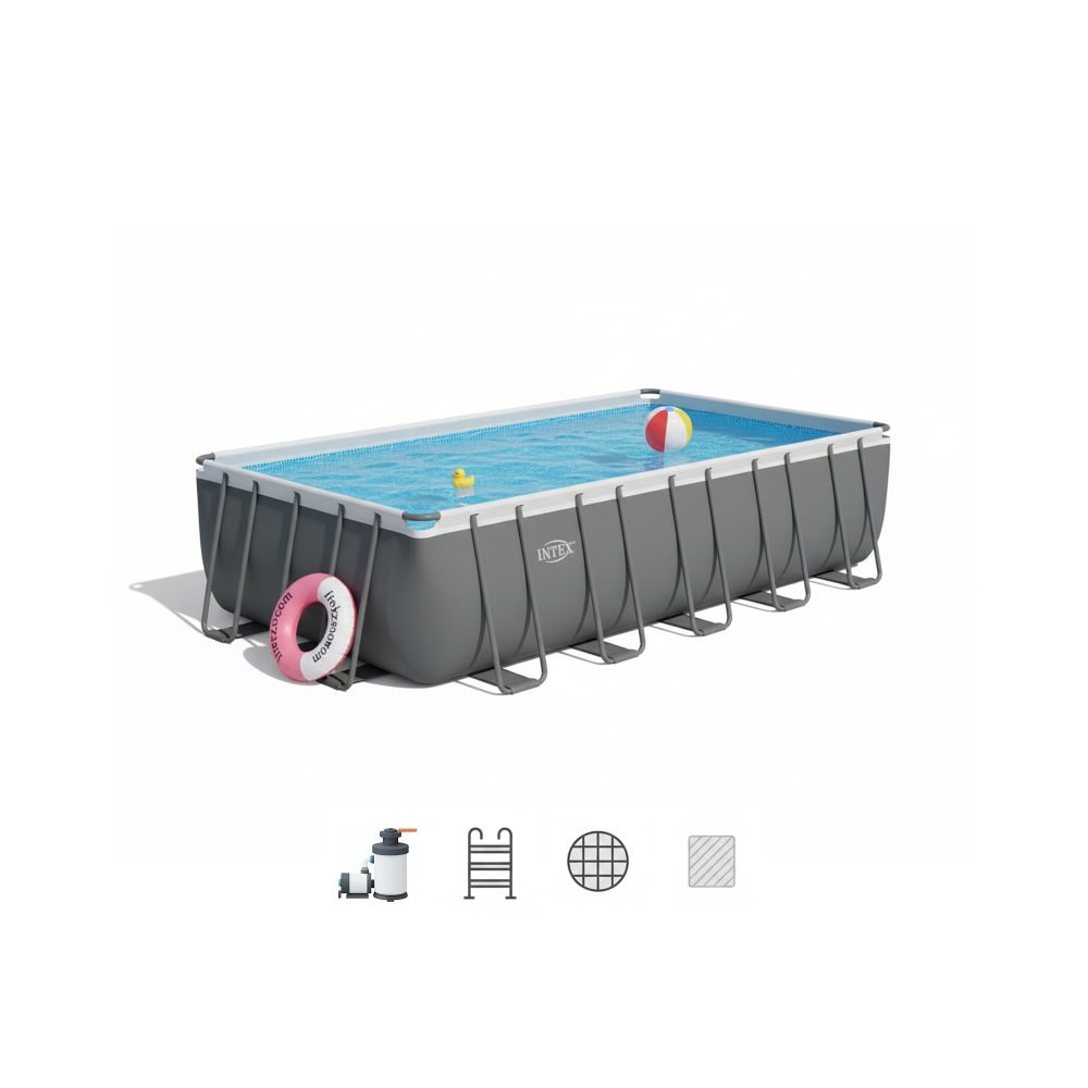 Intex 26356 | Size 18.0 x 8.98 x 4.30 Ft | Ultra XTR Frame Rectangular Metal Frame Portable Ready-Made Swimming Pool