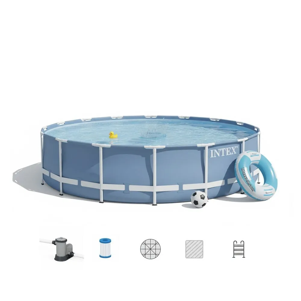 Intex 26762 | Size 24.02 x 24.02 x 4.33 Ft | Prism Frame Round Metal Frame Portable Ready-Made Swimming Pool