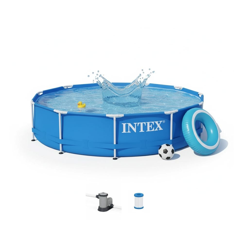 Intex 28212 | Size 12.0 x 12.0 x 2.75 Ft | Round Metal Frame Portable Ready-Made Above Ground Swimming Pool