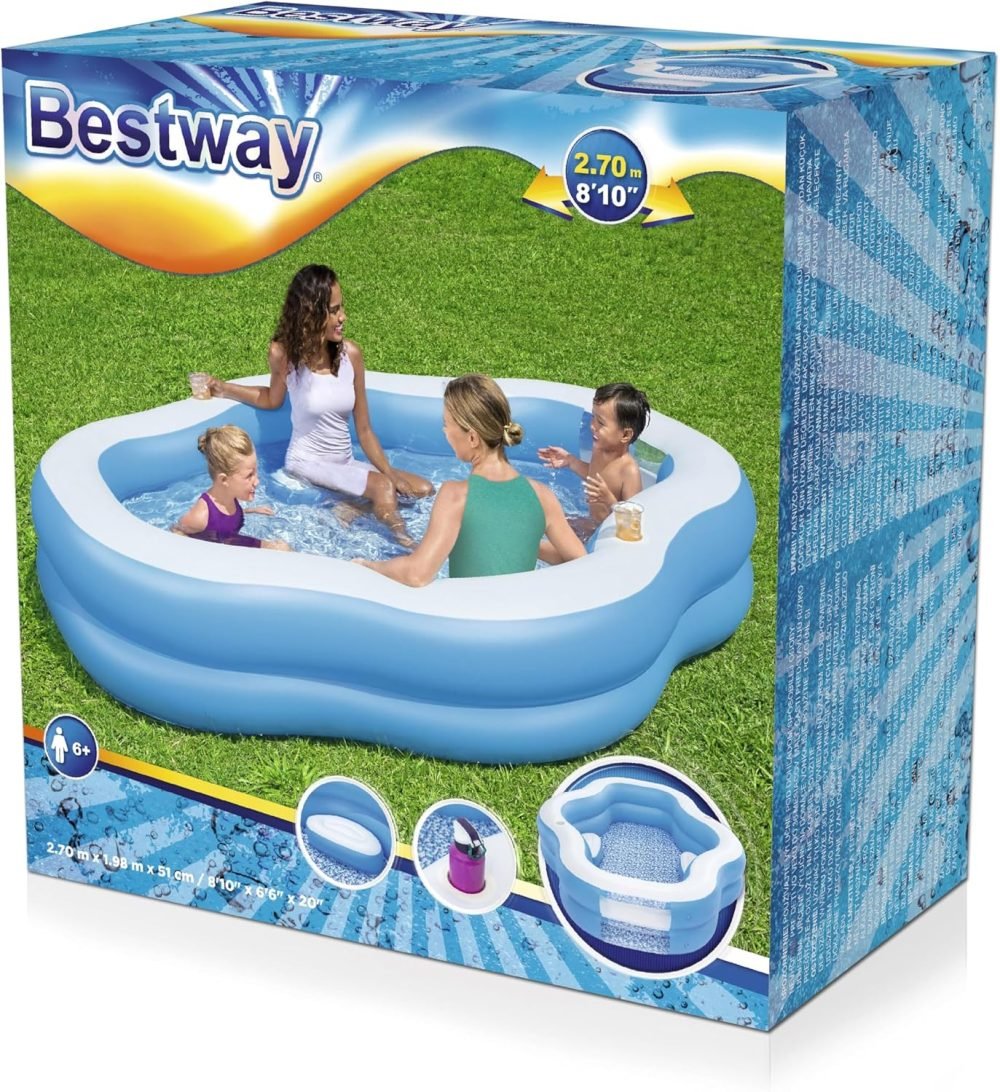 Bestway 54409 | Size 8.10 x 6.6 x 1.6 Ft | Splashview Inflatable Fast Set Portable Ready-Made Swimming Pool - Image 5