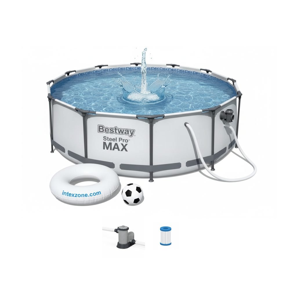 Bestway 56260 | Size 12.0 x 12.0 x 3.0 Ft | Steel Pro MAX Round Metal Frame Portable Ready-Made Swimming Pool