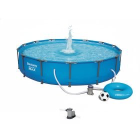 Bestway 56595 | Size 14.0 x 14.0 x 2.85 Ft | Steel Pro MAX Round Metal Frame Portable Ready-Made Swimming Pool