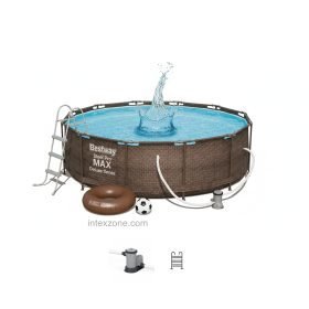 Bestway 56709 | Size 12.0 x 12.0 x 3.28 Ft | Steel Pro MAX Deluxe Series Round Metal Frame Portable Swimming Pool