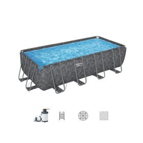 Bestway 561KA | Size 18.0 x 9.0 x 4.3 Ft | APX Rectangular Metal Frame Portable Ready-Made Swimming Pool